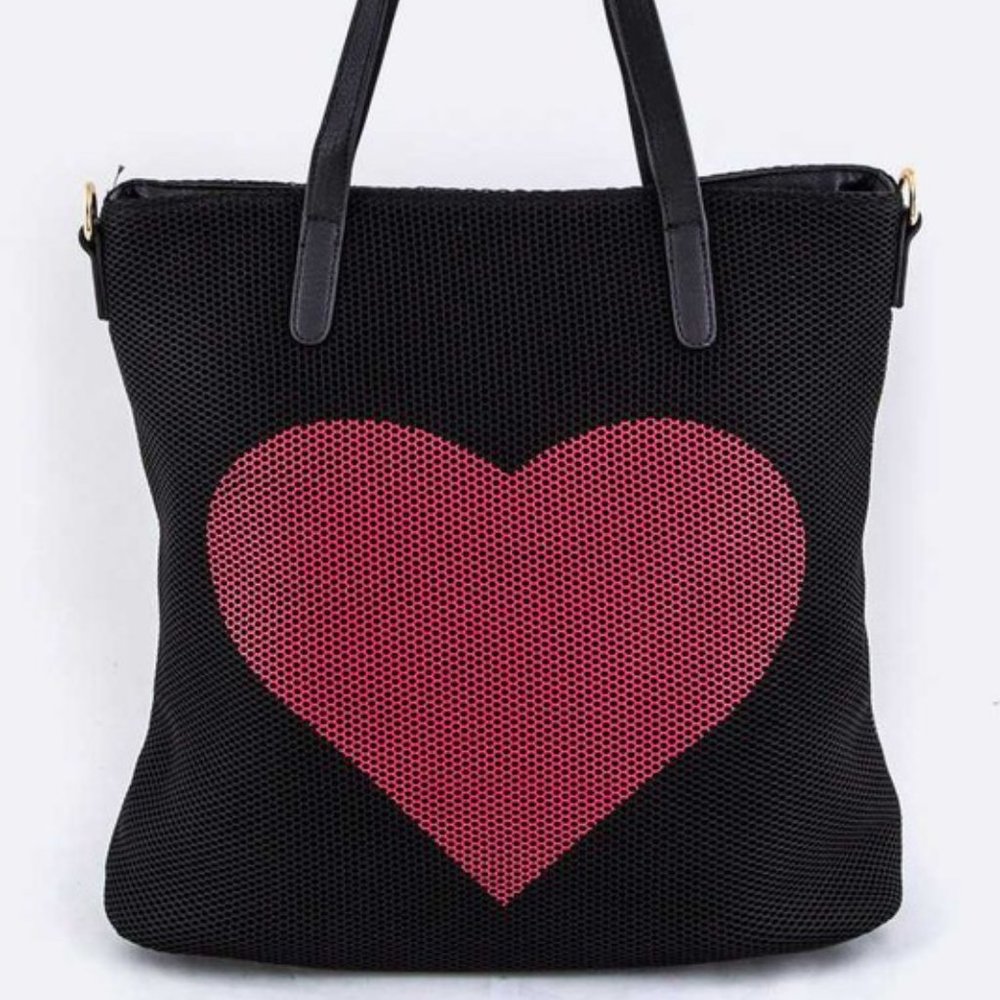 Black all over mesh handbag